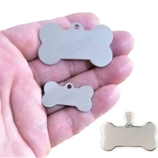 Placa Pingente Identificação Cães Gato Formato Osso Aço Inox